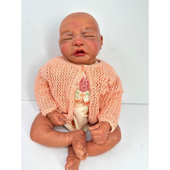 Reborn Crying Baby Doll By Elisa Marx 6 lbs 19 inches Soft Body Peach Outfit - Picture 1 of 11